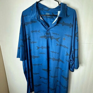 Ocean + Coast Multi Blue Vented Fishing Short Sleeve Shirt Men's  3XLT